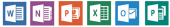 Word, OneNnote, PowerPoint, Excel, Outlook, Publisher
